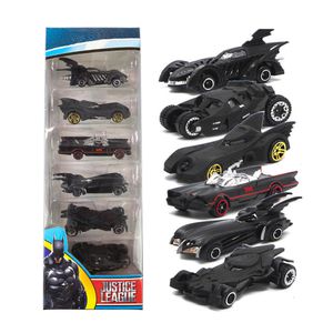 Diecast-Modell 1 64 Bat Chariot Legierung 6-teiliges Set Automodelle Spielzeug Metall Fahrzeugkarosserie Simulation Amerikanischer Film Batmobil Geschenke für Kinder 230608