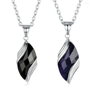 Pendant Necklaces Men Women Angel Eye Black Crystal Necklace Titanium Steel Chain Choker Blue Water Drop Romantic Neck Jewelry FreeShiping