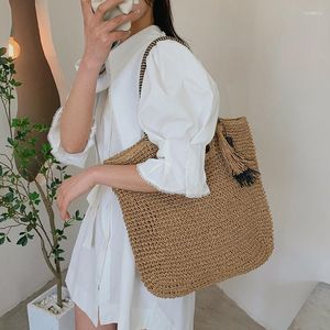 Evening Bags 2023 Fashion Braided Crochet Shoulder Bag Female Casual Ethnic Style Large Capacity Women Handbags Simple Shopping Beach