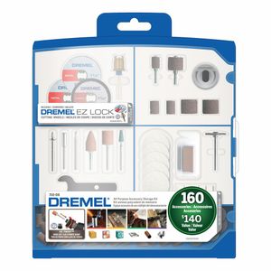 Dremel 710-08 160-Piece Rotary Tool Accessory Kit with Plastic Storage Case, EZ Lock Technology, Cutting Bits, Polishing Wheel and Compound,