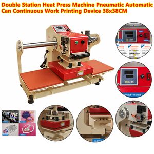 Pneumatic Heat Press Transfer Machine Double Station Automatic Hot Stamping Printing Device 38x38CM Can Continuous Work For Logo