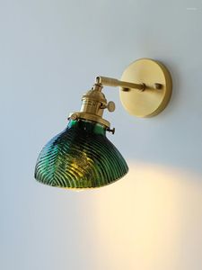 Vägglampa nordiska stil lampor lyxglas sovrum sovrum lampor fransk retro konst belysning roterbar spegel strålkastare