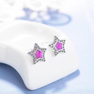Studörhängen lila stjärna inlagd zirkon söt temperament koreanska modesmycken för kvinnor enkla personlighet öron studs damer