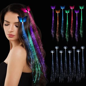 ملحقات الشعر جديلة مقاطع تمديد للنساء Girls 7 PCS LED LID UP FAIRY GLOW في The Dark Party Favors Supplies Neon Rave Excessories for Festival