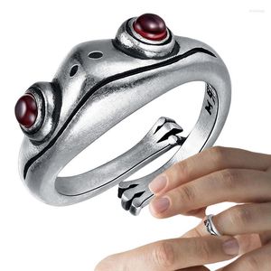 Fest favorit vintage groda ringar silver söt djur finger ring mode smycken gåvor för kvinnor tonåring flickor pojkar
