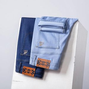 Jeans Masculino Masculino Verão Lyocell Moda Leve Fino Respirável Elástico Calças Denim Retas Calças de Roupas de Marca Casuais de Alta Qualidade6