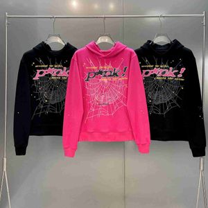 2023 Men and Women Fashion Hoodies Sweatshirts Young Thug Star's Same Terry Style Sp5der 5555555 Pink Hoodie Sweater Couple 154 Cmuq