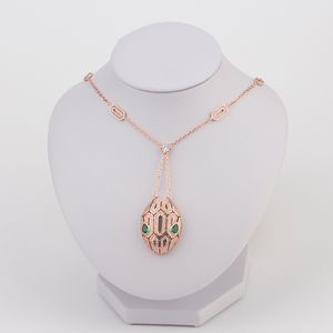 Silber, rosévergoldete Kette, Schlangen-Diamant-Anhänger, lange Halsketten für Frauen, trendiges Mutter-Set, Designer-Schmuck, Party, Weihnachten, Hochzeit, Geschenke, Mädchen, Verlobung, Verkauf