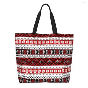 Borse per la spesa Ucraino Colore brillante Vyshyvanka Leggings Grocery Canvas Shopper Borsa a spalla Borsa portatile Ucraina