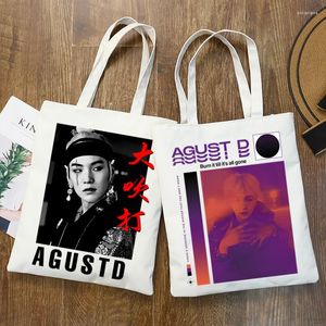 Shopping Bags Agust D TOUR Bag Grocery Handbag Bolsas De Tela Tote Bolsa Jute Fabric Custom
