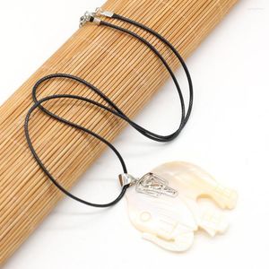 Pendant Necklaces Natural Freshwater Shells White Shell Alloy Elephant Shape Necklace Fashion Jewelry Gift Mother Of Pearl