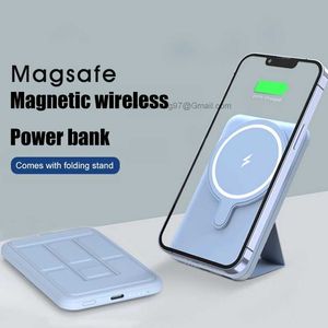 Free Customized LOGO Portable Magnetic 5000mAh Power Banks Wireless Charging Stand For iPhone12 13 Pro Max Magsafing 15w Fast Charges External Battery