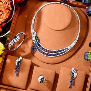 Halsbandörhängen Set Kellybola Gorgeous Exclusive Dubai African Armband Ring 4st Female Bride Wedding Banquet Jewelry