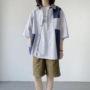 Männer Casual Hemden 2023 Vintage Streetwear Japanische Mode Kurzarm Gestreifte Bluse Hawaiian Shirt Für Männer Frauen Urlaub Tops Gedruckt