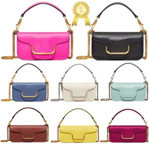 Bolsa Loco de grife Feminina de Couro Elemento Metálico Corrente Deslizante Crossbody Bolsas de Ombro com Aba de Luxo Fecho Magnético Bolsa Bolsa de Mão