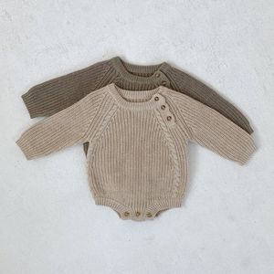 Cardigan 2023 Korea Baby Autumn Sweters Niemowlęta dzianina Bodysuit Boys Dziewczęta dzianiny Rompers Born Knit Jumper Ubrania P230609