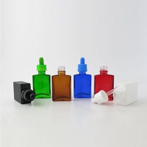 200 x 30 ml Vuoto Gelo Nero Ambra Bianco Bottiglie di vetro quadrate con contagocce in vetro Piepette Contenitori Sejtk