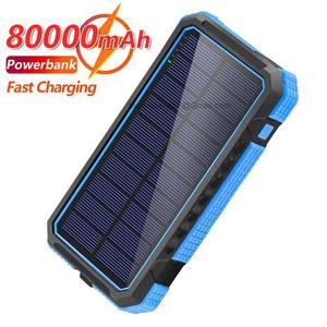 LOGO personalizado gratuito 80000mAh banco de energia solar sem fio carregamento à prova d'água portátil bateria externa unidirecional carregador rápido para Xiaomi Iphone Samsung