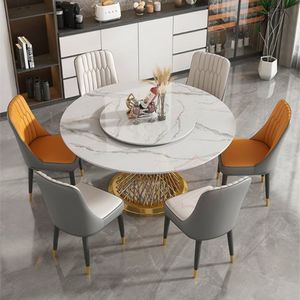 Mobili per sala da pranzo in stile nordico alla moda Tavolo da pranzo rotondo Scrivania da caffè con cilindro in metallo per l'arredamento del ristorante con balcone di casa