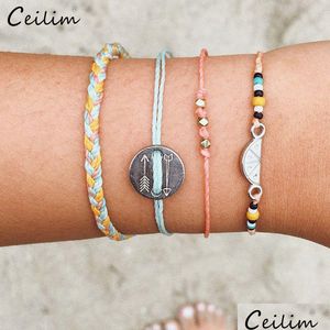 Цепь 4pcs/Set Bohemian Summer Abramelon Arrow Bracelet Bracelet Fresh Candy Corle милая девочка