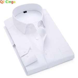 Camisas sociais masculinas Camisa de sarja branca de algodão para homem manga longa com seio único gola quadrada camisa de casamento empresarial azul rosa homem chemise S-5XL 230609