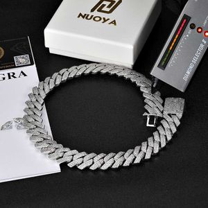 Marca de moda mulher passe diamante miami hip hop jóias vvs pedra brilhante 3row masculino 925 prata esterlina colar moissanite cubana link chain