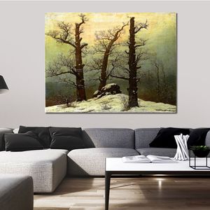 Hochwertige Leinwandkunst-Reproduktion von Caspar David Friedrich Passage Grave in the Snow Landschaftsgemälde Home Office Decor