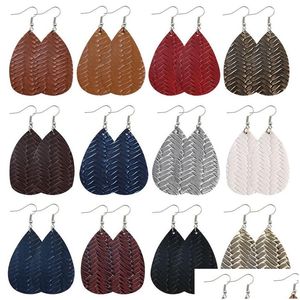 Charm Trendy Brincos De Couro Em Forma De Lágrima Tecido Padrão Brinco Oval De Verão Para Mulheres Colorf Bohemian Statement Antique Light Weight Dr Dhdpo