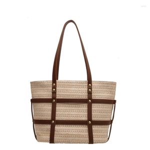 Bolsas de noite 2023 Bolsa de ombro para praia Tecido de palha Sacola vintage Compras Armazenamento Verão Casual Viagem Grande capacidade Clássica para todos os jogos