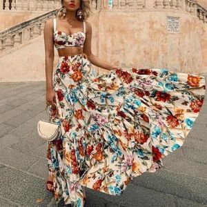 Work Dresses Floral Sexy Boho Top Skirt Sets For Women 2023 Beautiful Fairy Sweet Beachwear Drop & Wholesale Business No.290