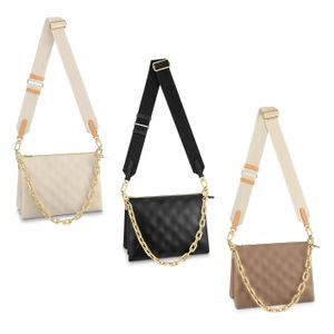 Coussin pu läder crossbody väskor lyxiga kvinnors herrdesigner purses tote messenger plånböcker fyrkantiga handväskor präglade två axelremmar modekedjeväska duos