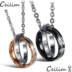 Collane a sospensione Love Rings Charm Coppie Couples collana per donne in acciaio inossidabile uomo romantico San Valentino Regalo Dlenge Delive Dhwon Dhwon