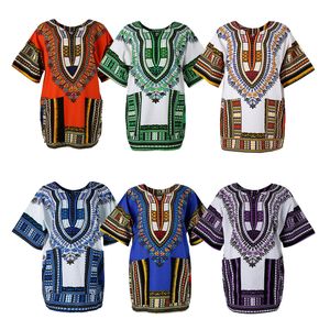 Camisas casuais masculinas unissex adulto algodão tamanho único estampado africano vestido colorido camisa Dashiki Top 230609