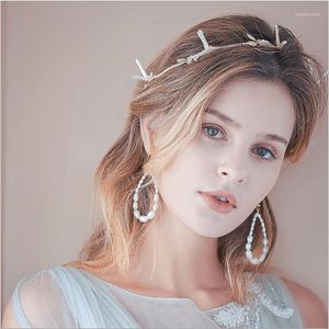 ヘッドピースシンプルな手作りのヘアバンドイヤリングセット花嫁ウェディングドレスティアラ卸売