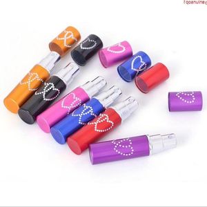 5ml 10ml Çift Kalp Deseni Seyahat Anodize Alüminyum Parfüm Şişesi Mini Boş Sprey Cam Koku MWDIT