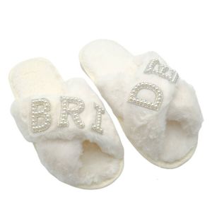 Other Event Party Supplies Bachelorette Party Bride To Be Plush Soft Slippers Just Married Bride Slippers Wedding Decoration Hen Party Girl Bridal Shower 230609