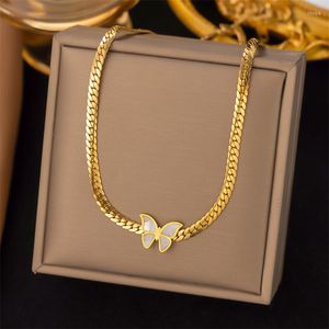 Colares com pingente de aço inoxidável 316L moda joias de luxo conchas borboleta pingente corrente gargantilha pulseiras brincos para mulheres