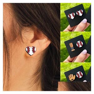 Stud Sports Earrings Baseball/Football/Volleyball Theme Wooden Design Fashionable Party Jewelry For Women Drop Delivery Dhznb