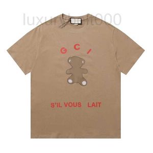 Men's T-Shirts designer 2023SS Summer New Chest Bear Pattern Trend Casual Versatile Loose Women's Short Sleeve T-shirt LVR2