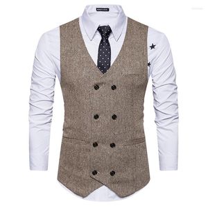 Kamizelki męskie kamizelki kamizelki kamizelki Mężczyzn Formalny sukienka Colete Masculino Herringbone Dilelet Fitness Kurtka bez rękawów Weddna kamizelka