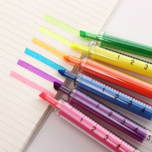 Ballpoint Pens 60Pcs Lovely Kawaii Fluorescent Simulation Syringe Watercolor Pen Highlighters Marker pen Stationery School Supplies 230609