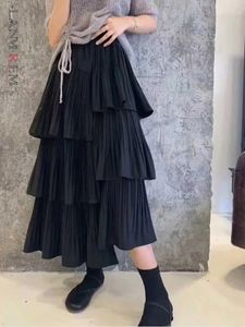 Skirts LANMREM Asymmetric Pleated Cake Skirt Women's Versatile Medium And Long Ruffle Irregular Skirts Female Fashion 2R1140 230609