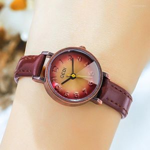 Orologi da polso Movimento al quarzo giapponese Orologi Numeri arabi Lettura facile Cinturini in pelle di lusso Orologio da polso da donna da donna Quadrante semplice color caramella