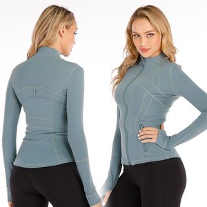 Align Lu lu Definir Women Sports Sports Coat Yoga Jackets de corrida fino roupas de ginástica alta ginásio de ginástica roupas de manga comprida Roupes Stand Collar 463