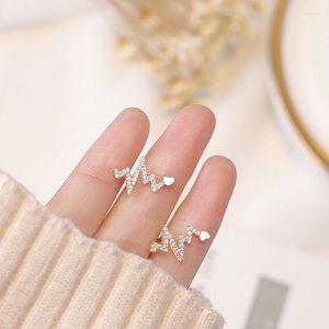 Stud Earrings LIVVY Arrival Irregular Wave Zircon Small Female Simple Exquisite Fashion High-Quality Elegant Jewlery