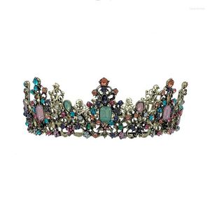 Nakrycia głowy europejskie i amerykańskie retro okrągły barokowy barokowy barokowy Diamentowy Diamentowa urodziny Bride Wedding Tiara Batch