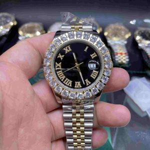 Fashion men watch gold case 43mm black dial diamonds bezel Automatic machinery movement