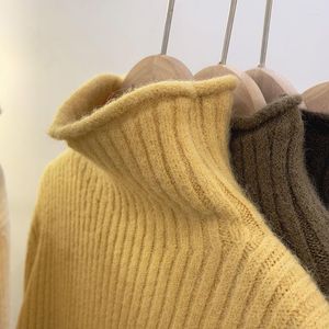 Frauen Pullover Halb Hohen Kragen Verdickt Mit Reiner Farbe Bodenbildung Gestrickte Pullover Herbst Und Winter 2023 Frauen Lose