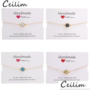 Charm Bracelets Handmade Crystal Round Resin Druzy Bracelet Colorf Natural Stone Bangles For Women Gold Friendship Jewelry Gift With Dhvwl