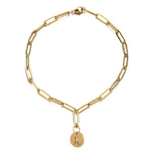 Pulseira inicial com clipe de corrente de aço inoxidável banhado a ouro Olhos azuis pulseiras pulseiras para mulheres Drop Delivery Jóias Dhcay